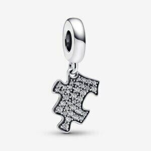 Authentic Pandora Sparkling Puzzle Piece Dangle Charm.